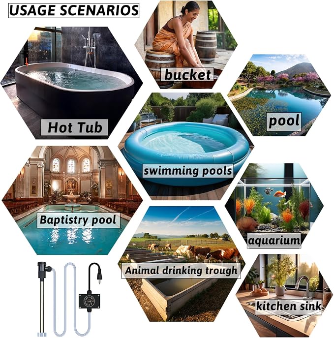 1800W Immersion Water Heater Portable Electric Bathtub & Pool Submersible Water - Image 7