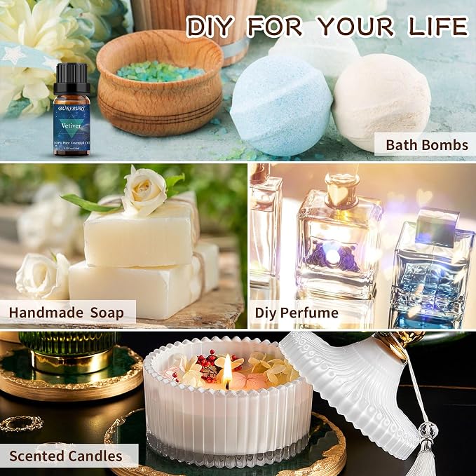 BURIBURI Sandalwood Oils and Vetiver Essential Oils Gifts Set, Soap Making - Image 8