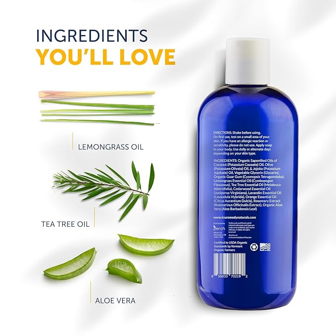 Truremedy Naturals Tea Tree Oil & Lemongrass Body Wash – 12 oz Natural - Image 3