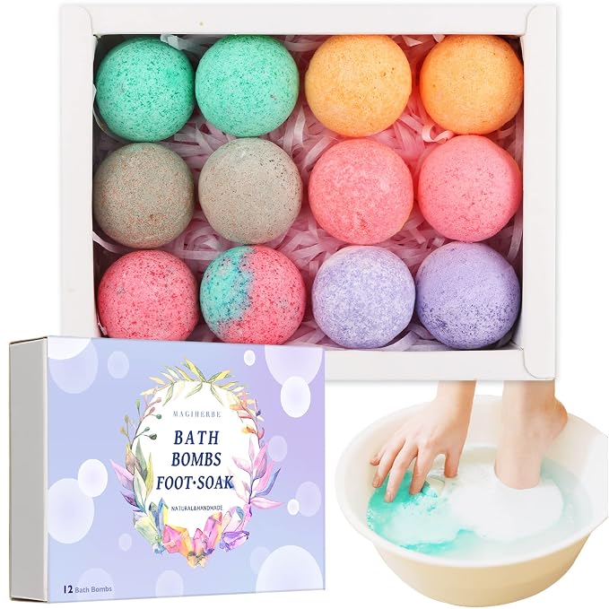 Foot Bath Bombs 12 Pack, Organic Foot Soak by MAGIHERBE