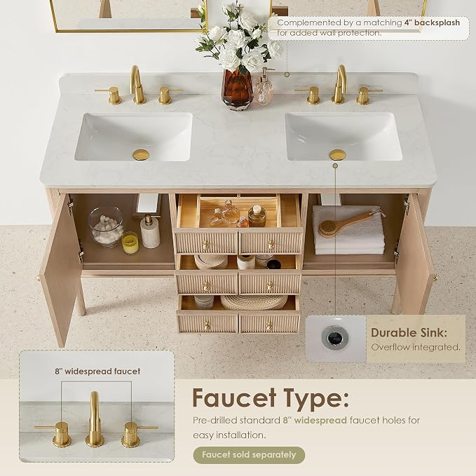 ALTAIR 60 in Bathroom Vanities Double Sink Floating and Freestanding Vanity - Image 5