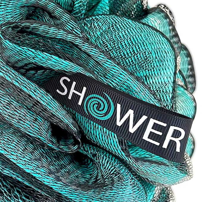 SHOWER BOUQUET Loofah-Charcoal Bath-Sponge XL-4-Pack-Blue-Green // Extra Large - Image 7