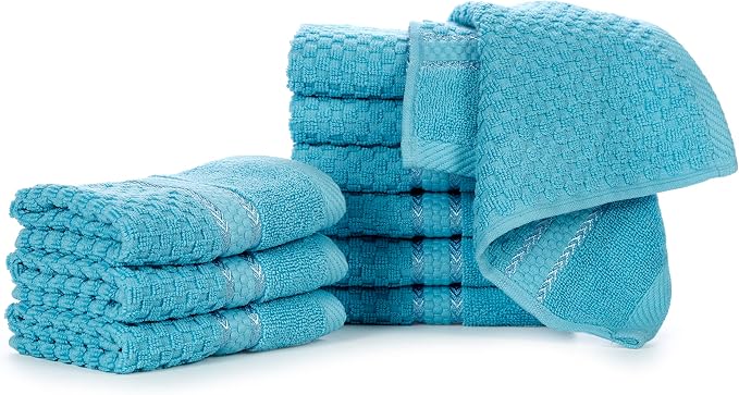Ample Decor Sky Blue Wash Cloth Set of 10 100% Cotton - Image 6