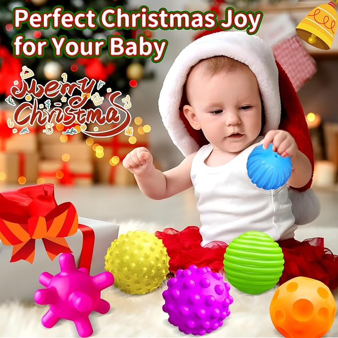 Baby Textured Multi Sensory Toys Massage Ball Gift Set BPA Free - Image 3