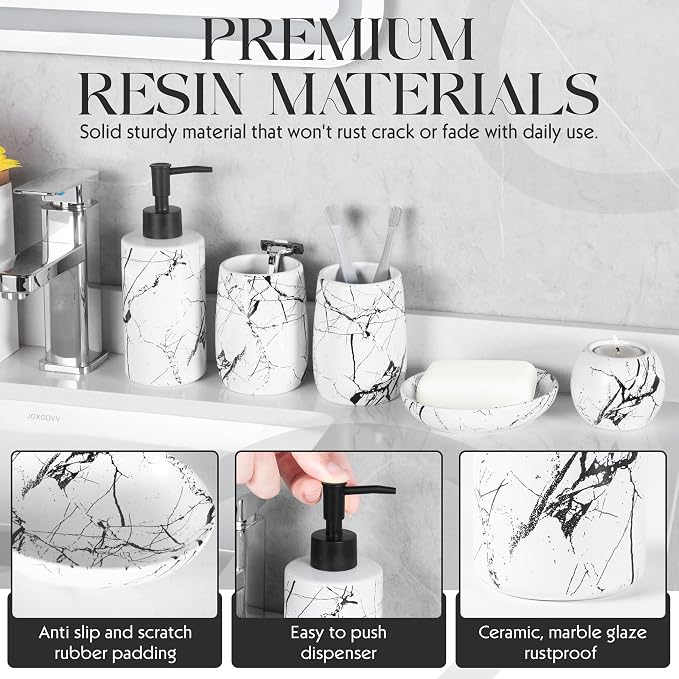 Ceramic Bathroom Accessory Set, 5-Piece Bathroom Accessory Set, Soap Dish - Image 4