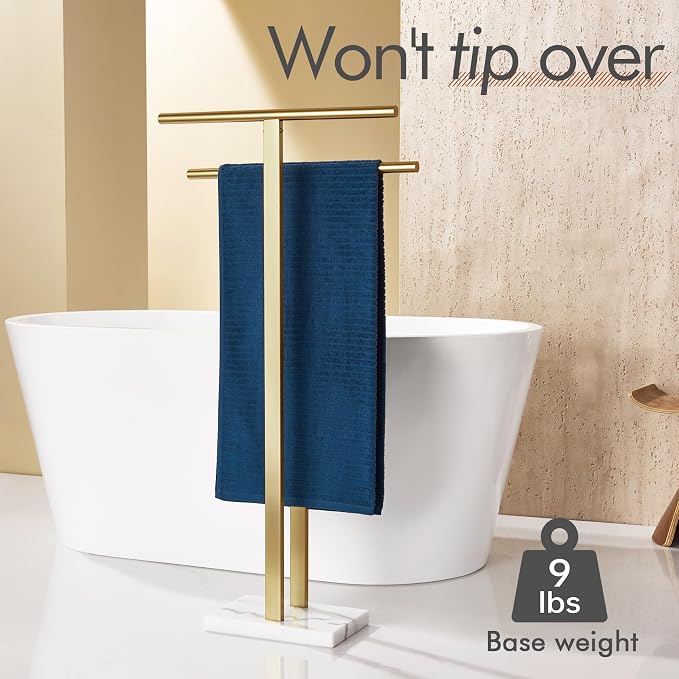 KOKOSIRI Standing Towel Rack for Bathroom Floor 2-Tier Towel Holder Free Stand - Image 5