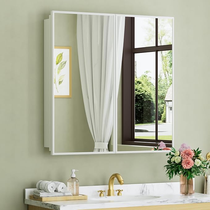 Buruis 30" x 30" Framed Medicine Cabinet by KeepYourBathroomKitchenandHomeOrganized
