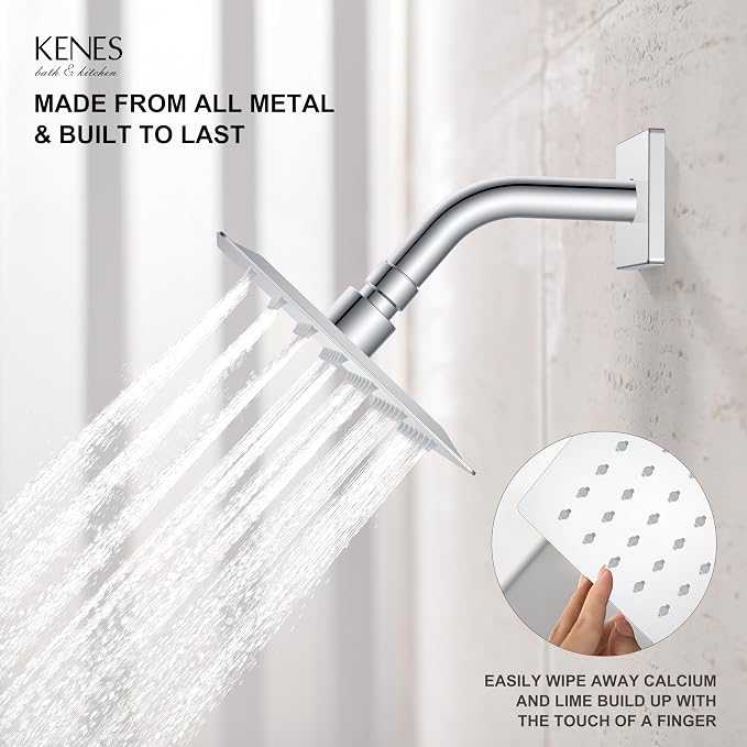 KENES Chrome Tub and Shower Trim Kit, Square Tub Shower Faucet Set Complete - Image 5