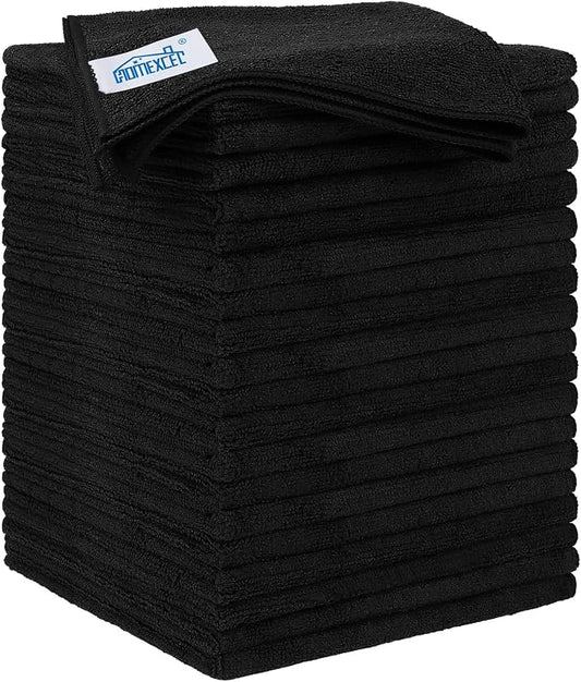 HOMEXCEL Black Microfiber Cleaning Cloth 20 Pack 11.5 x 11.5 inch Microfiber by HOMEXCEL