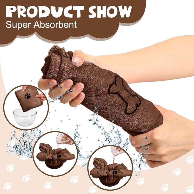 Chumia 4 Pcs Dog Towels for Drying Dog Puppy Bulk Microfiber Absorbent Paw - Image 7