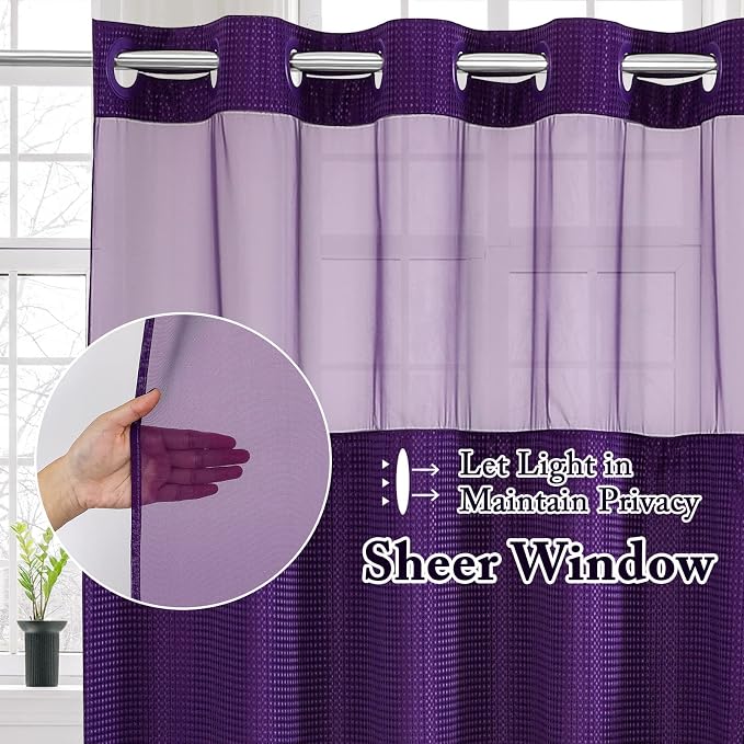 Gibelle Long Shower Curtain 72x80, Waffle Weave Bathroom Shower Curtain - Image 2