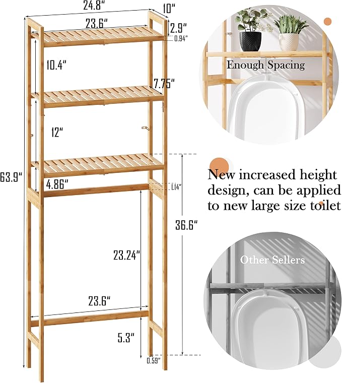 AMBIRD Over The Toilet Storage, 3-Tier Bathroom Organizer Over Toilet - Image 2