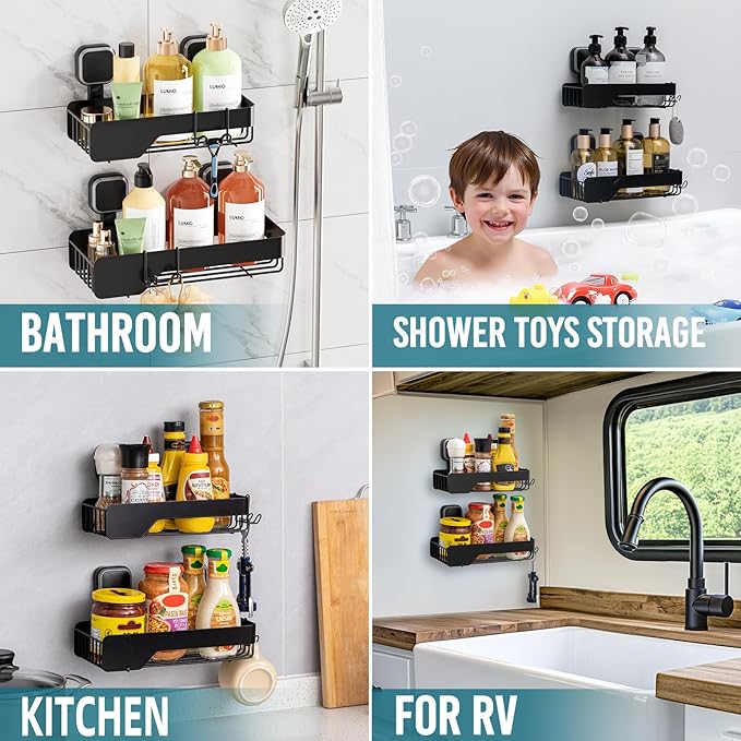 TAILI Shower Caddy Suction Cup 2 Pack, Stainless Steel Rustproof Shower Shelves - Image 4