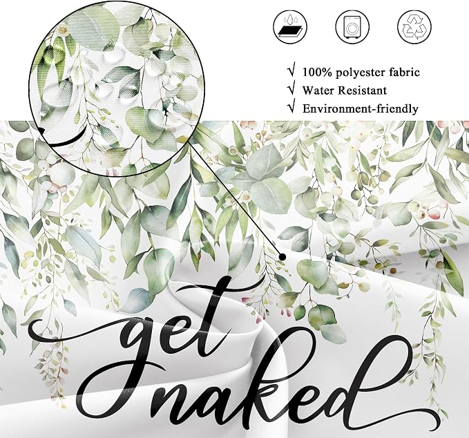 Riyidecor Sage Green Eucalyptus Leaves Shower Curtain - Image 6
