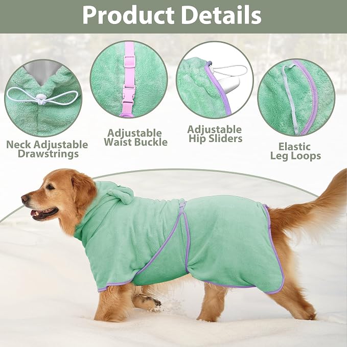Dog Bathrobe Super Absorbent Towel Robe - Image 3