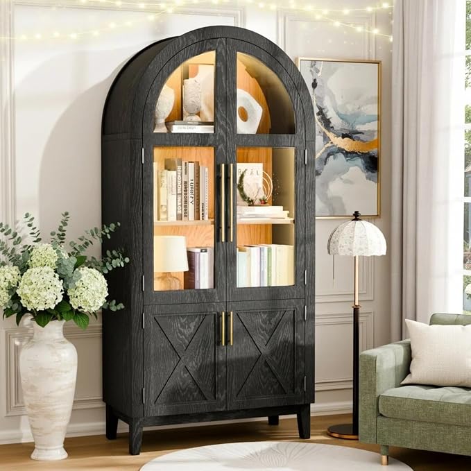 74.8”H Arched Storage Cabinet, 5-Tier Arched Kitchen Pantry by Outdoorchairs
