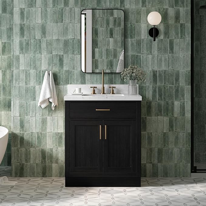 ARIEL Hepburn 30 Inch Single Rectangular Sink Bathroom Vanity by Ariel