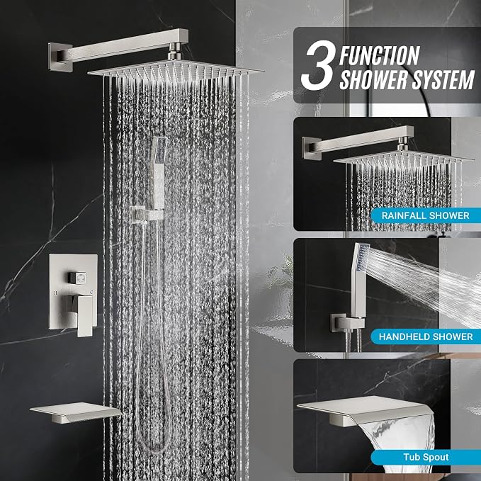 Rain Shower Faucet Set Wall Mounted Rainfall - Image 2