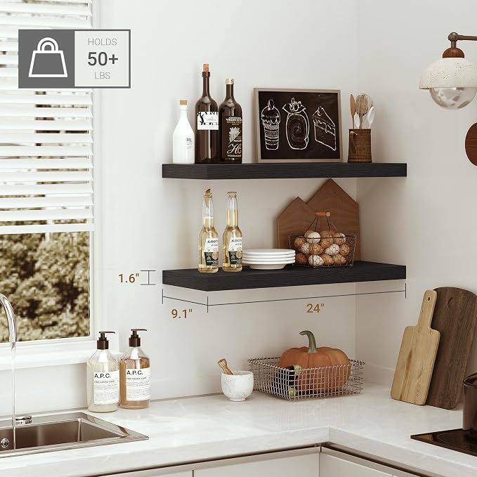 Vivelove Black Floating Shelves - Image 2