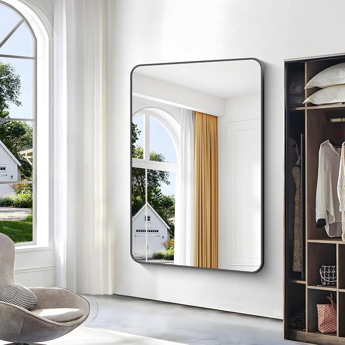 BONEWEI Black Bathroom Mirror, 60x40 inch Wall Mirror - Image 3
