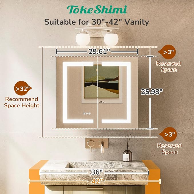 TokeShimi 30x26 Recessed Medicine Cabinet - Image 3