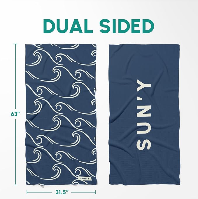 SUN'Y Waffle Microfiber Beach Towel – Sand Free, Quick Dry, Ultra Absorbent - Image 6