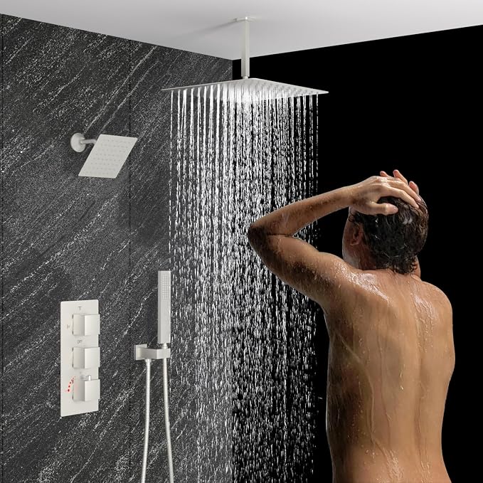 Enga Dual Rain Shower Head System, 16 Inch Ceiling Mount Shower Head - Image 2