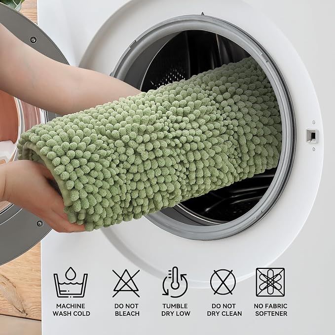 Bcoimo 24"×17" Chenille Bath Mat – Non-Slip - Image 6
