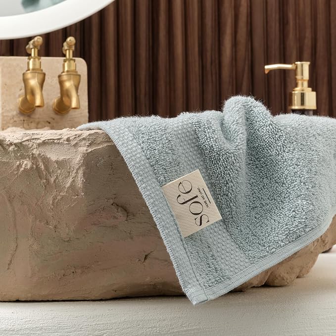 SOFE H&L | Olea Luxury Turkish Cotton Hand Towels Set of 4 Light Blue | Premium - Image 3