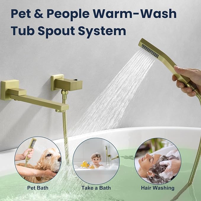 Wall Mount Bathtub Faucet Set Included 180°Swivel bathroom Tub Filler faucets - Image 5