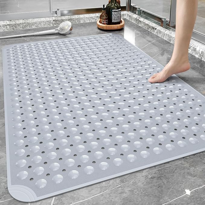 Yolife Extra Large Shower Mat, 34.3" L x 23.3" W TPE Anti Slip Stand Up Shower by yolife