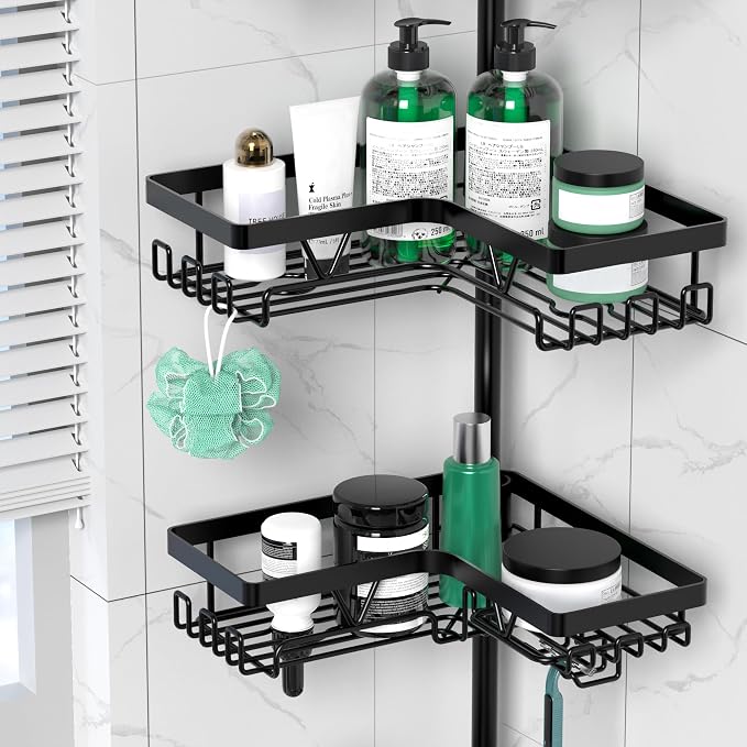 Tension Pole Shower Caddy, 4-Tier Stainless Steel Shower Organizer - Image 5