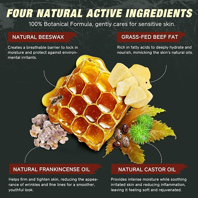 Tallow Frankincense Balm for Face/Body, 100% Grass-Fed Beef Tallow & Castor Oil - Image 3