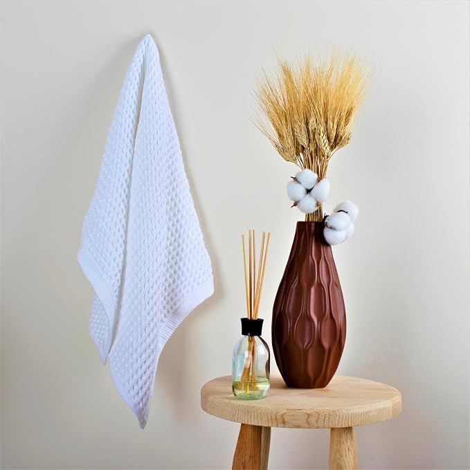 PÜSKÜL Organic Waffle Hand & Kitchen Towel 100% Turkish Cotton Set of 3 White - Image 7