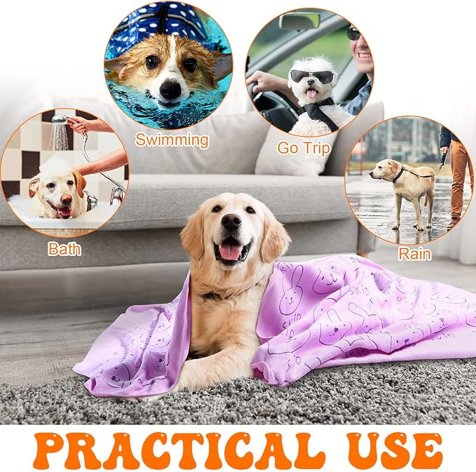 Peryiter 8 Pcs Dog Drying Towels Bulk 55'' x 28'' Pet Grooming Absorbent - Image 7