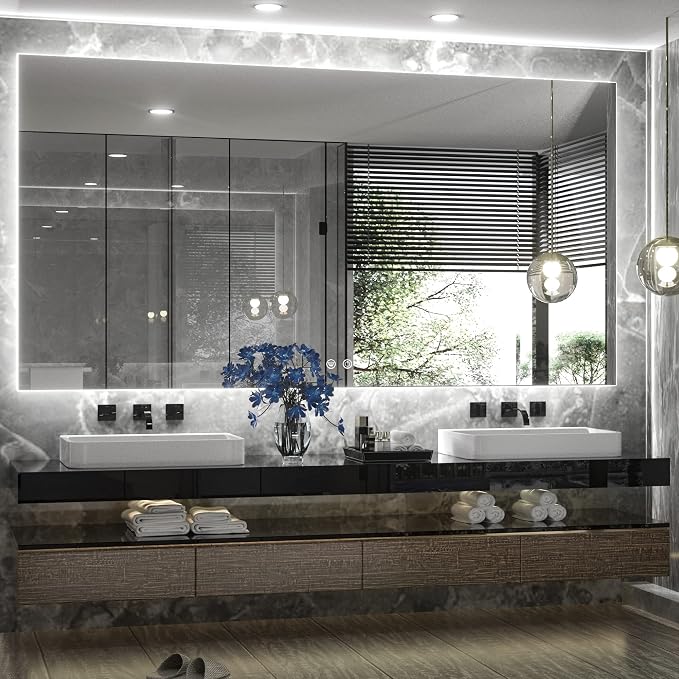 TETOTE 72 x 36 Inch LED Backlit Bathroom Mirror by TETOTE