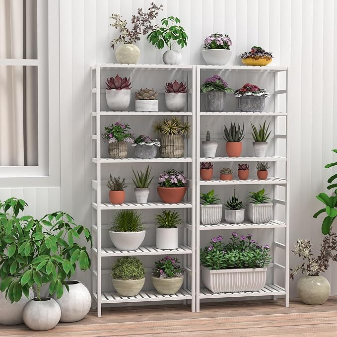 VASMIA 6-Tier Bamboo Shelf, Bamboo Storage Shelving Unit, Tall Bookcase - Image 8