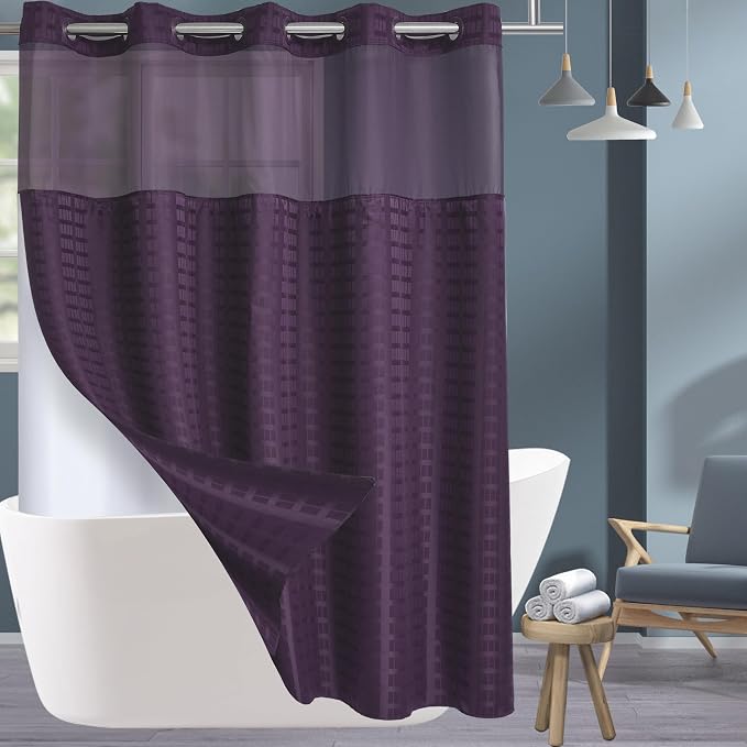 Extra Long No Hook Shower Curtain by ConboMio