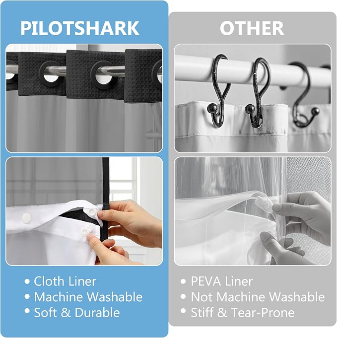 No Hook Waffle Weave Shower Curtain Set - Image 7