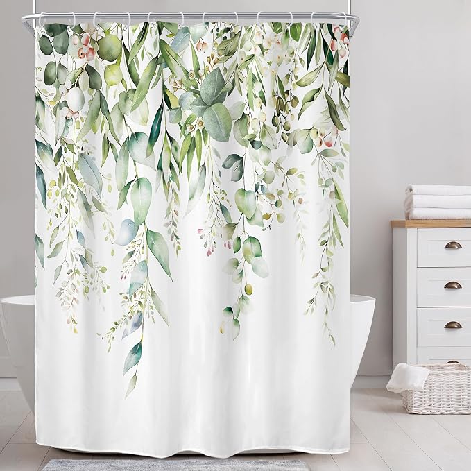 Riyidecor Extra Long Eucalyptus Leaves Shower Curtain by Riyidecor