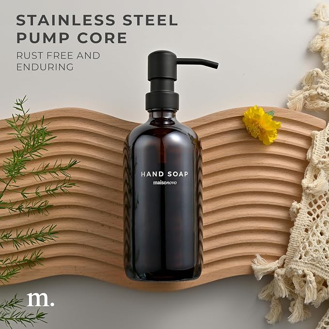 MaisoNovo Soap Dispenser 1-Piece Set | 16.9oz Amber Bottles - Image 4
