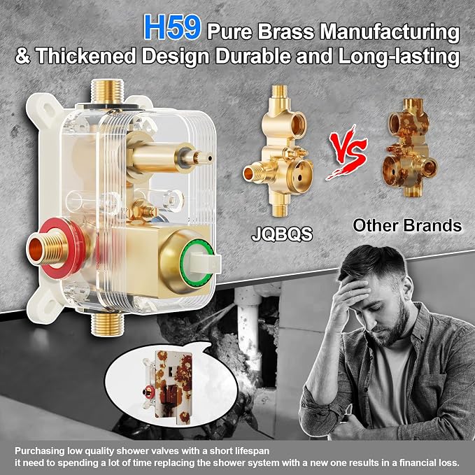 Shower System Modern Rain 8 inches Brass Faucet Set - Image 4