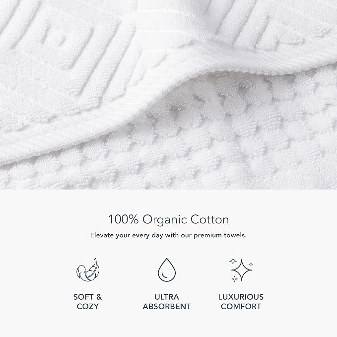 Texere 100% Organic Cotton Diamond Jacquard 700 GSM Luxury Bath Towel Sets - Image 2