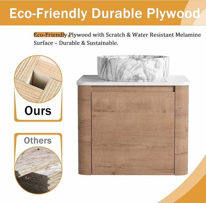 Malwee 24" Floating Bathroom Vanity - Image 4