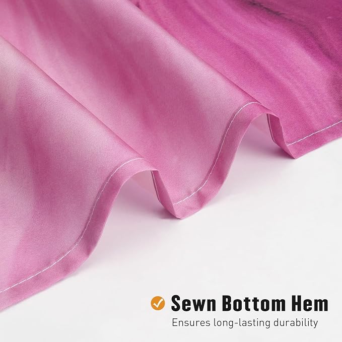 MitoVilla Hot Pink Marble Shower Curtain, Modern Ombre Fabric Cloth Shower - Image 4