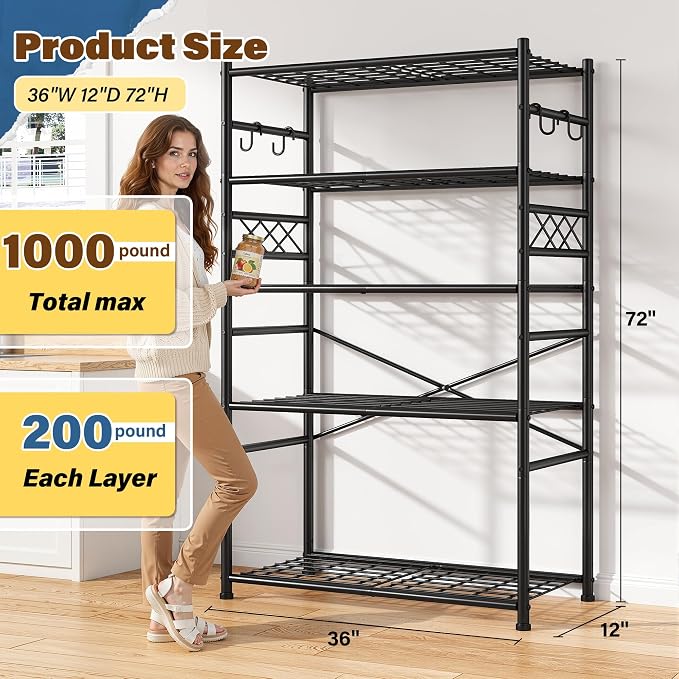 Storage Shelves 5-Tier Large Capacity Metal Shelving - Image 3