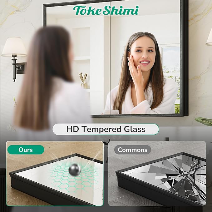 TokeShimi 30 x 26 Medicine Cabinet Mirror - Image 8