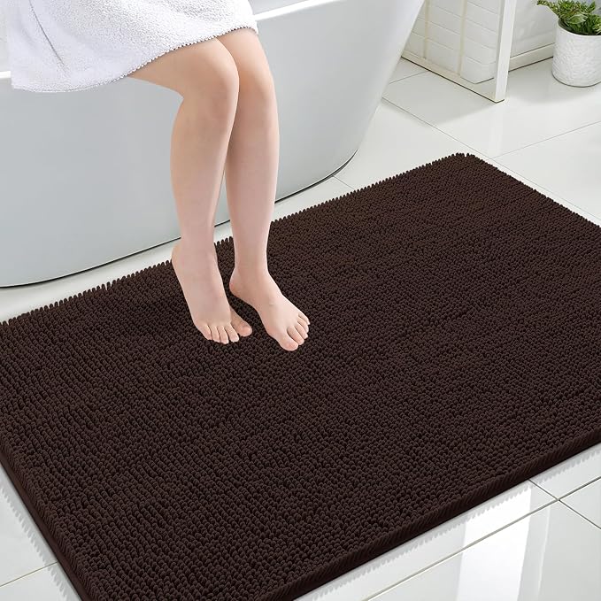 OLANLY Bathroom Rugs 44x32, Extra Soft Absorbent Chenille Bath Rugs, Rubber by OLANLY