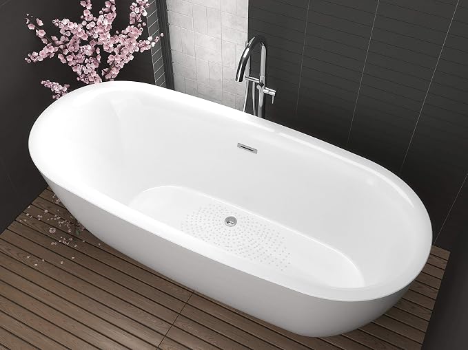 ANZZI Freestanding Tub 67”, Soaker Tub, Acrylic Center Drain, Luxury Spacious - Image 2