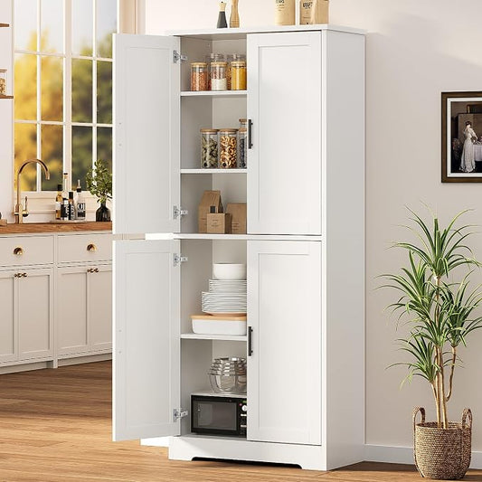 IDEALHOUSE Pantry Cabinet, Freestanding Cupboard, Modern Storage Cabinet by IDEALHOUSE